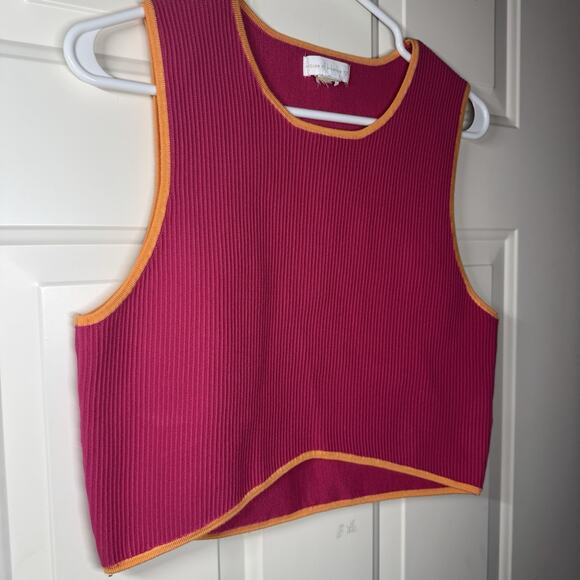 House of Harlow 1960 Tank Top Womens Medium Pink Orange Cropped Ribbed Y2K - Picture 2 of 5